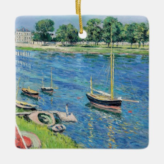 Caillebotte - Seine in Argenteuil, Boote vor Anker Keramikornament (Vorderseite)