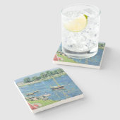 Caillebotte - Seine in Argenteuil, Boote vor Anker Steinuntersetzer (Seitenansicht)