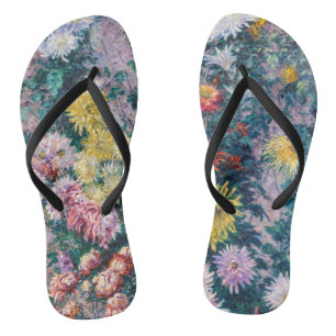 Caillebotte - Weiße und gelbe Chrysanthemen Badesandalen