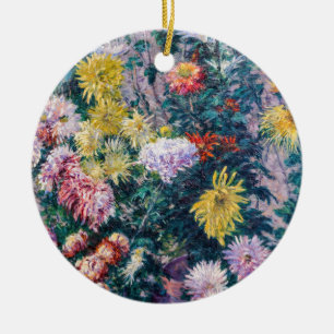Caillebotte - Weiße und gelbe Chrysanthemen Keramik Ornament