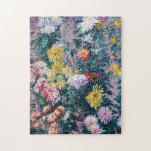 Caillebotte - Weiße und gelbe Chrysanthemen Puzzle