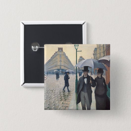 Caillebotte's Rue de Paris, temps de pluie Button (Vorne & Hinten)