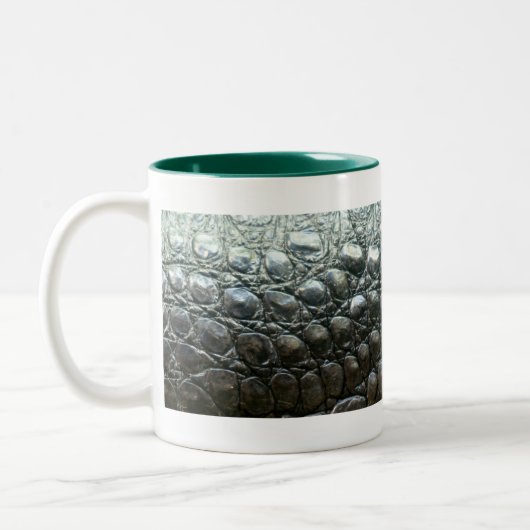Caiman Crocodile Imitate Alligator-Skin-Design Zweifarbige Tasse (Links)