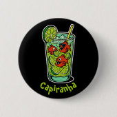 Caipiranha Cocktail - Funny Tropical Piranha Drink Button (Vorderseite)