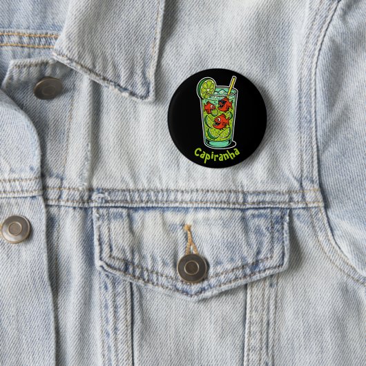 Caipiranha Cocktail - Funny Tropical Piranha Drink Button (Beispiel)