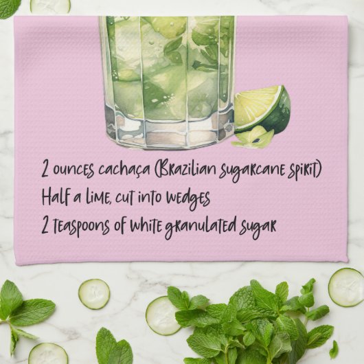 Caipirinha Cocktail Rezept Geschirrtuch (Gefaltet)