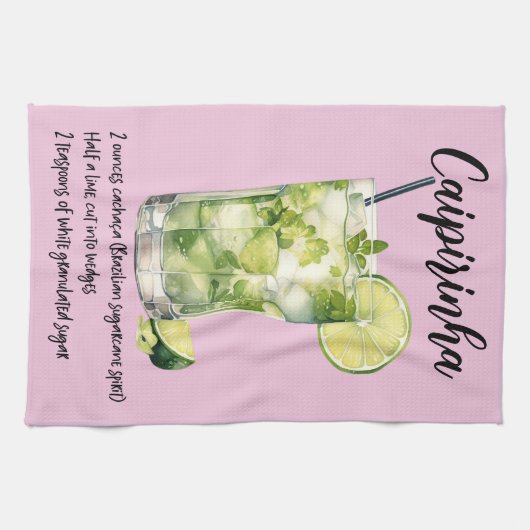 Caipirinha Cocktail Rezept Geschirrtuch (Horizontal)