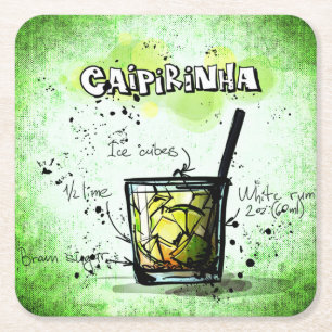 Caipirinha Drink Rezept Rechteckiger Pappuntersetzer