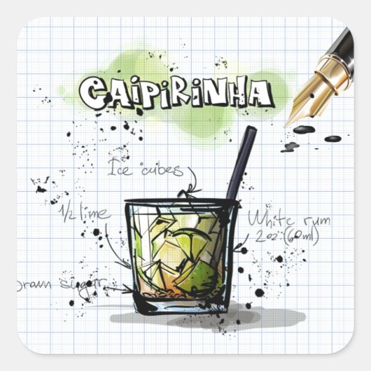 Caipirinha Quadratischer Aufkleber (Vorderseite)