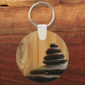 Cairn Meditation Stones und Holz Schlüsselanhänger (Vorderseite)