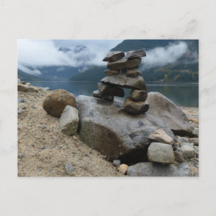 Cairn Stacked Rocks Inukshuk Lake Stones Postkarte