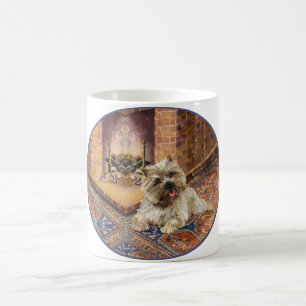 Cairn Terrier am gemütlichen Kamin Kaffeetasse