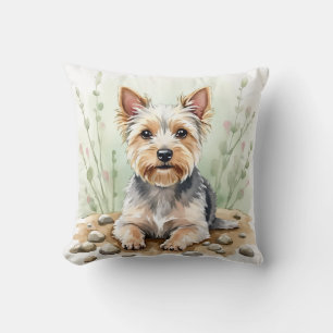 Cairn Terrier Aquarell Kieselstein-Muster-Kunst Kissen