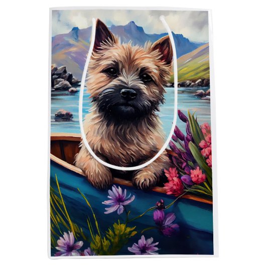 Cairn Terrier auf dem Paddle: Ein Landschaftliches Mittlere Geschenktüte (Vorderseite)