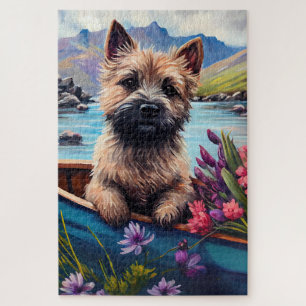 Cairn Terrier auf dem Paddle: Ein Landschaftliches Puzzle