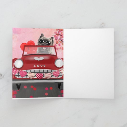 Cairn Terrier Auto mit Herz Valentin Karte (Innenseite)