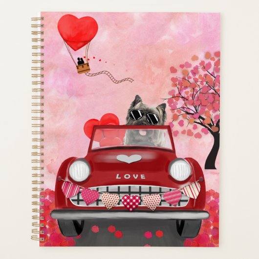 Cairn Terrier Auto mit Herz Valentin Planer (Vorderseite)