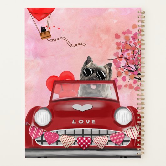 Cairn Terrier Auto mit Herz Valentin Planer (Rückseite)