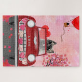 Cairn Terrier Auto mit Herz Valentin Puzzle (Horizontal)