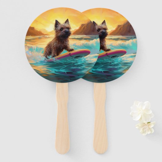 Cairn Terrier Beach Surfmalerei Fächer (Vorne und Hinten)