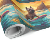 Cairn Terrier Beach Surfmalerei Geschenkpapier (Rolleneckpunkt)