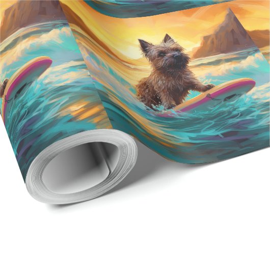 Cairn Terrier Beach Surfmalerei Geschenkpapier (Rolleneckpunkt)