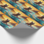 Cairn Terrier Beach Surfmalerei Geschenkpapier (Ecke)
