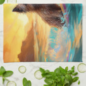 Cairn Terrier Beach Surfmalerei Geschirrtuch (Gefaltet)