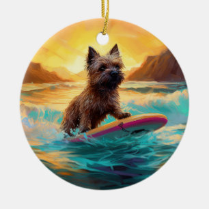 Cairn Terrier Beach Surfmalerei Keramik Ornament
