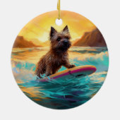 Cairn Terrier Beach Surfmalerei Keramik Ornament (Hinten)
