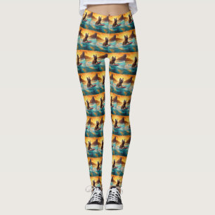 Cairn Terrier Beach Surfmalerei Leggings