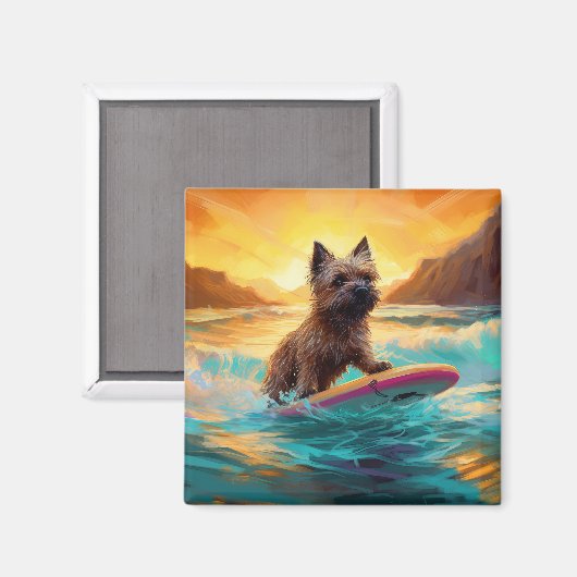 Cairn Terrier Beach Surfmalerei Magnet (Vorderseite/Rückseite)