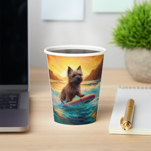 Cairn Terrier Beach Surfmalerei Pappbecher (InSitu)