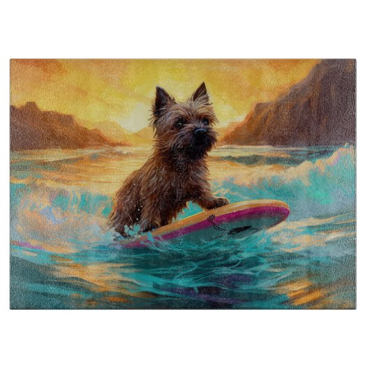 Cairn Terrier Beach Surfmalerei Schneidebrett (Vorderseite)