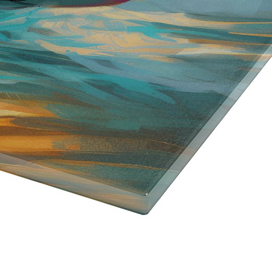 Cairn Terrier Beach Surfmalerei Schneidebrett (Ecke)