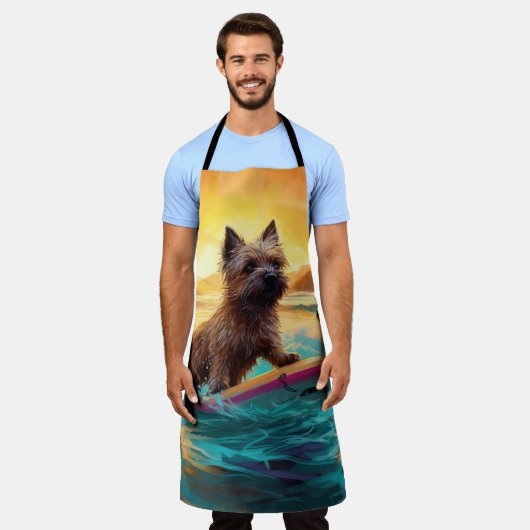 Cairn Terrier Beach Surfmalerei Schürze (Getragen)