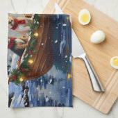 Cairn Terrier Christmas Boat Holiday Geschirrtuch (Viertel Falte)