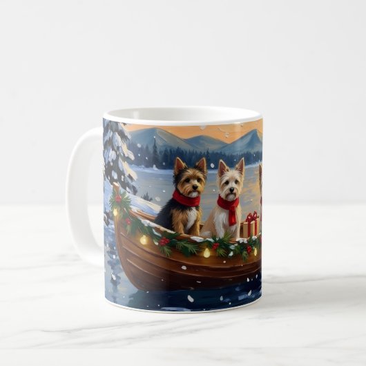 Cairn Terrier Christmas Boat Holiday Kaffeetasse (Vorderseite Links)