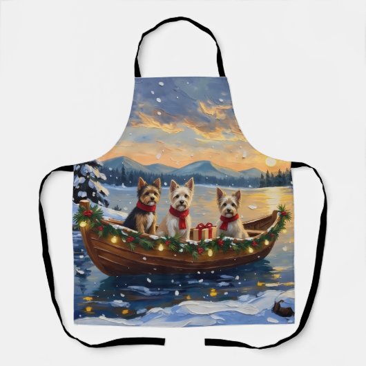 Cairn Terrier Christmas Boat Holiday Schürze (Vorderseite)