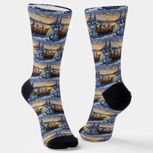 Cairn Terrier Christmas Boat Holiday Socken (Gewinkelt)