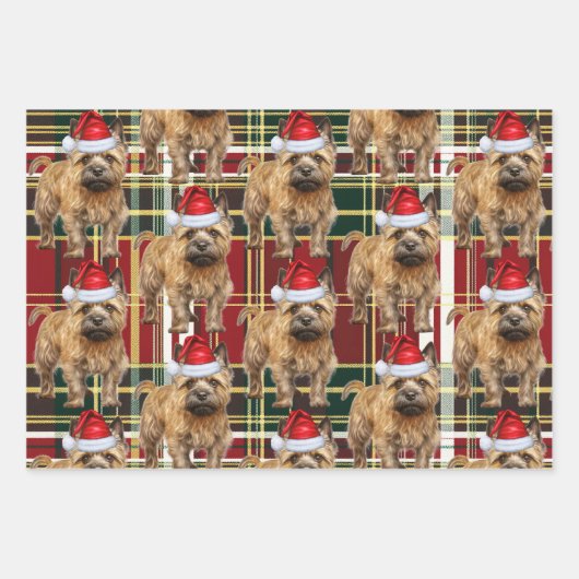 Cairn Terrier Christmas Dog Red Green Kariert Geschenkpapier Set (Vorderseite 2)