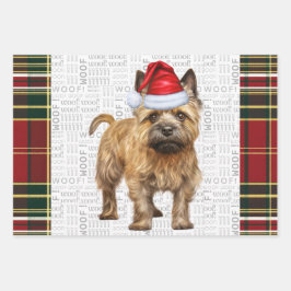 Cairn Terrier Christmas Dog Red Green Kariert Geschenkpapier Set