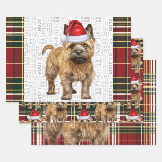Cairn Terrier Christmas Dog Red Green Kariert Geschenkpapier Set (Set)
