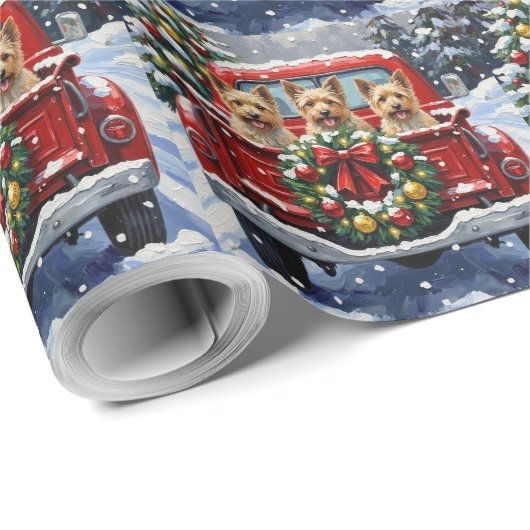 Cairn Terrier Christmas Red Truck Holiday Geschenkpapier (Rolleneckpunkt)