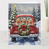 Cairn Terrier Christmas Red Truck Holiday Karte (Vorderseite)