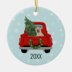 Cairn Terrier Christmas Red Truck Holiday Keramik Ornament