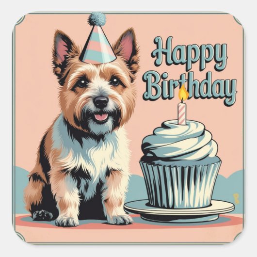 Cairn Terrier Colorful Quadratischer Aufkleber (Vorderseite)