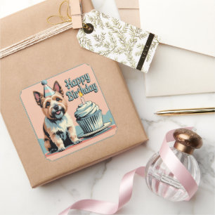 Cairn Terrier Colorful Quadratischer Aufkleber