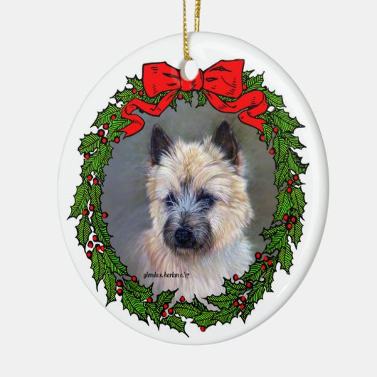 Cairn Terrier Dog Art by Glenda S. Harlan Keramik Ornament (Links)
