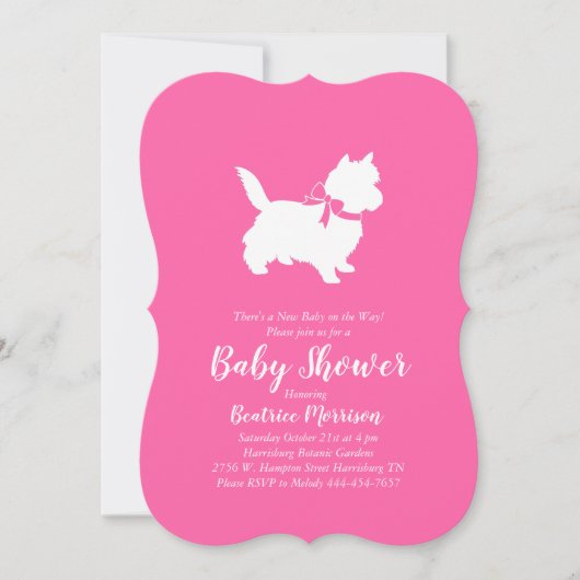 Cairn Terrier Dog Babydusche Pink Girl Einladung (Vorderseite)